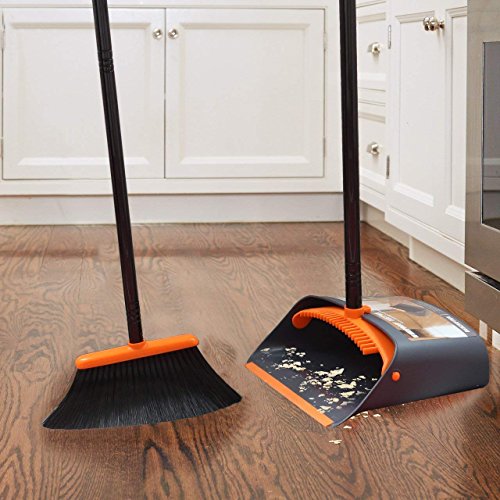 TreeLen Broom and Dustpan Set with 52" Long Handle for Home Kitchen Room Office Lobby Floor Use Upright Stand Up Stand Up Broom with Dust...