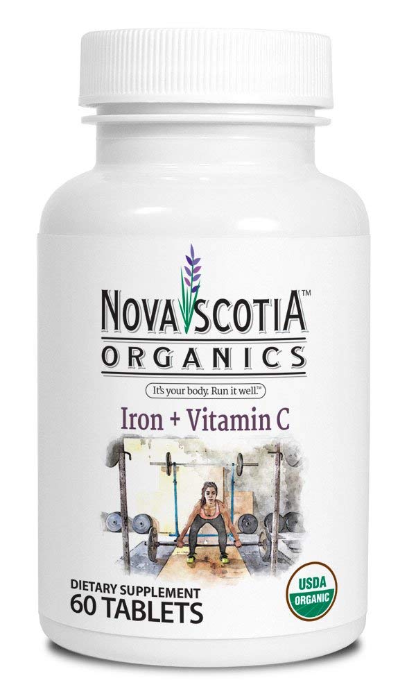 Nova Scotia Organics Iron + Vitamin C (60 Tablets) - Organic, Vegan & Non-GMO