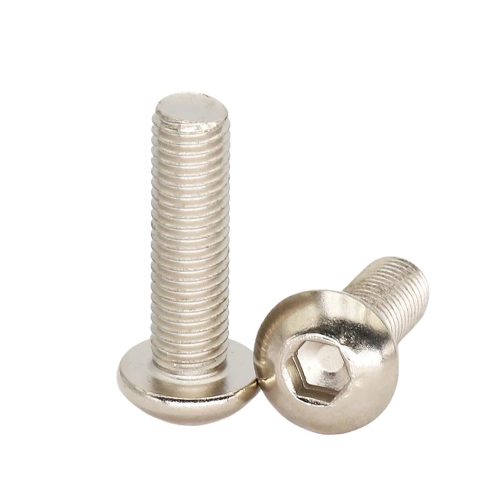 4/5/6/7PCS M7 1mm Pitch 16-50mm Fine Thread GB7380 12.9 Grade Nickle Plating Hexgaon Socket Button Pan Round Head Bolt Screw(5Pcs M7x1x30mm)