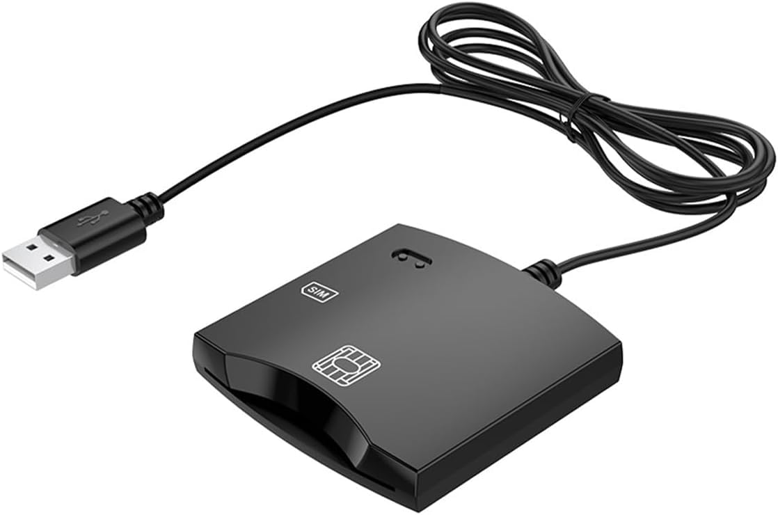Smart SIM Card Reader Writer - EMV Programmer, DOD Military CAC Card Reader with SDK Kit, USB ISO7816 Contact Card Support, Compatible with Mac OS, Windows & Linux (Black)