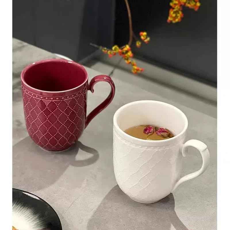 Großes Kaffeebecher-Set mit 2 Stück, 450 ml, Keramik-Teetassen-Set für Büro und Zuhause, spülmaschinenfest, mikrowellengeeignet