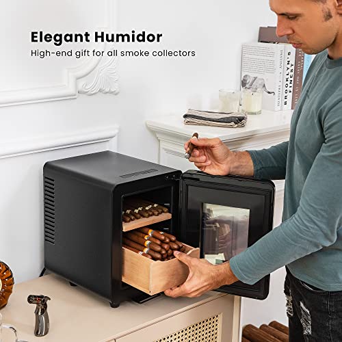 Vivohome Updated 8L Electric Humidor For 80 Counts, Cooling And Heating Temperature Control System With Bult-In Water Tank And Spanish Cedar Wood Drawer Shelves, High-End Gift For Men #TOP1