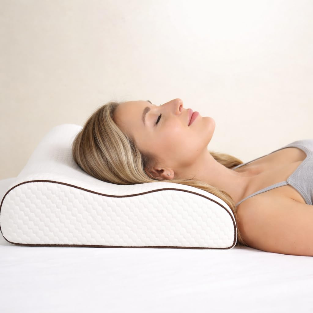 ELY PARKER Almohada ortopédica de apoyo cervical, 40 x 60 cm, espuma viscoelástica para dormir de lado, altura regulable, 12 a 14 cm, almohada cervical ergonómica fija (2 unidades)