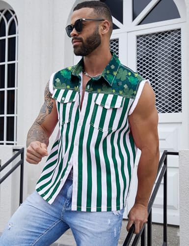 Image of Yuanbang Denim Vest for Men Print Sleeveless Jean Jacket Festival Clothing