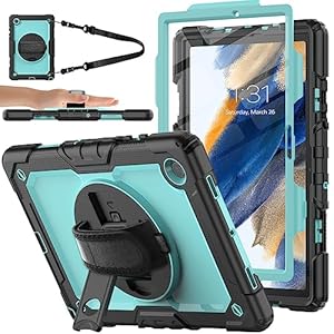 SIBEITU Case Compatible with Samsung Galaxy Tab A8 10.5 Inch 2022 with Screen Protector Pencil Holder, 360 Rotating Hand Strap & Stand, Drop-Proof Protection Case for Galaxy Tab A8 SM-X200/X205/X207