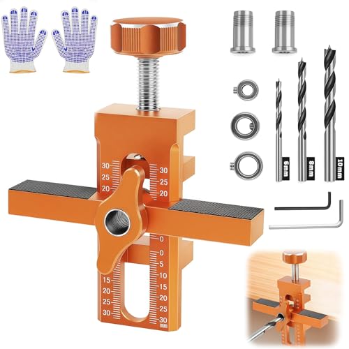 Schranktür Installationspositionierer Set, Schranktüren Bohrschablone mit 3 Bohrern, Cabinet Door Hardware Mounting Jig Positioning Tool den Meisten Schranktüren Einstellbarer Länge