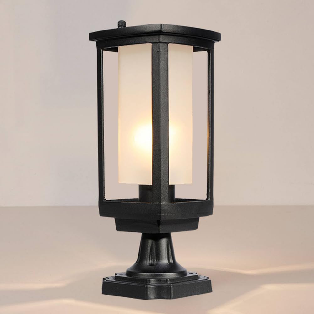 HCIPJQY Vintage Outdoor Pillar Light in American Style Waterproof Post Lamp with Frosted Glass for Patio Decor Fits Posts Classical Garden Lantern Aluminum Lamp Post Light Fixture