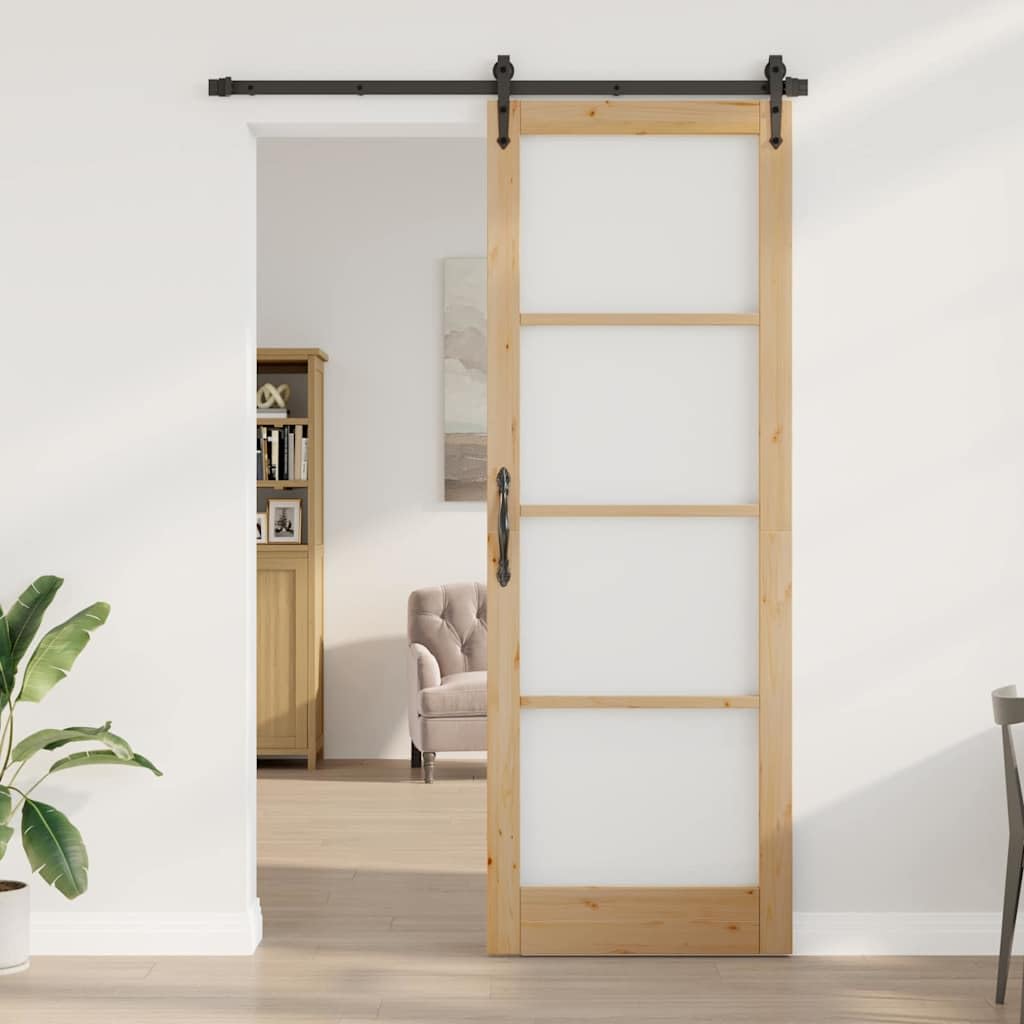 Porte intérieure avec verre ORKDAL 83x232x4 cm en bois massif de pin