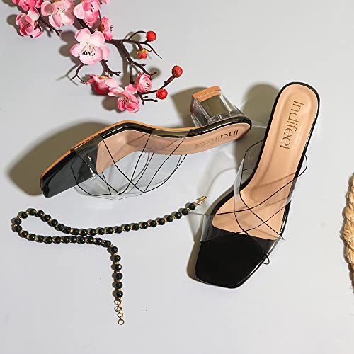 Image of Indifeet Transparent High Block Heel Sandals for Women