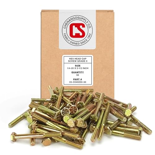 Chenango Supply 1/4-20 x 2-1/2" Grade 8 Hex Head Bolts
