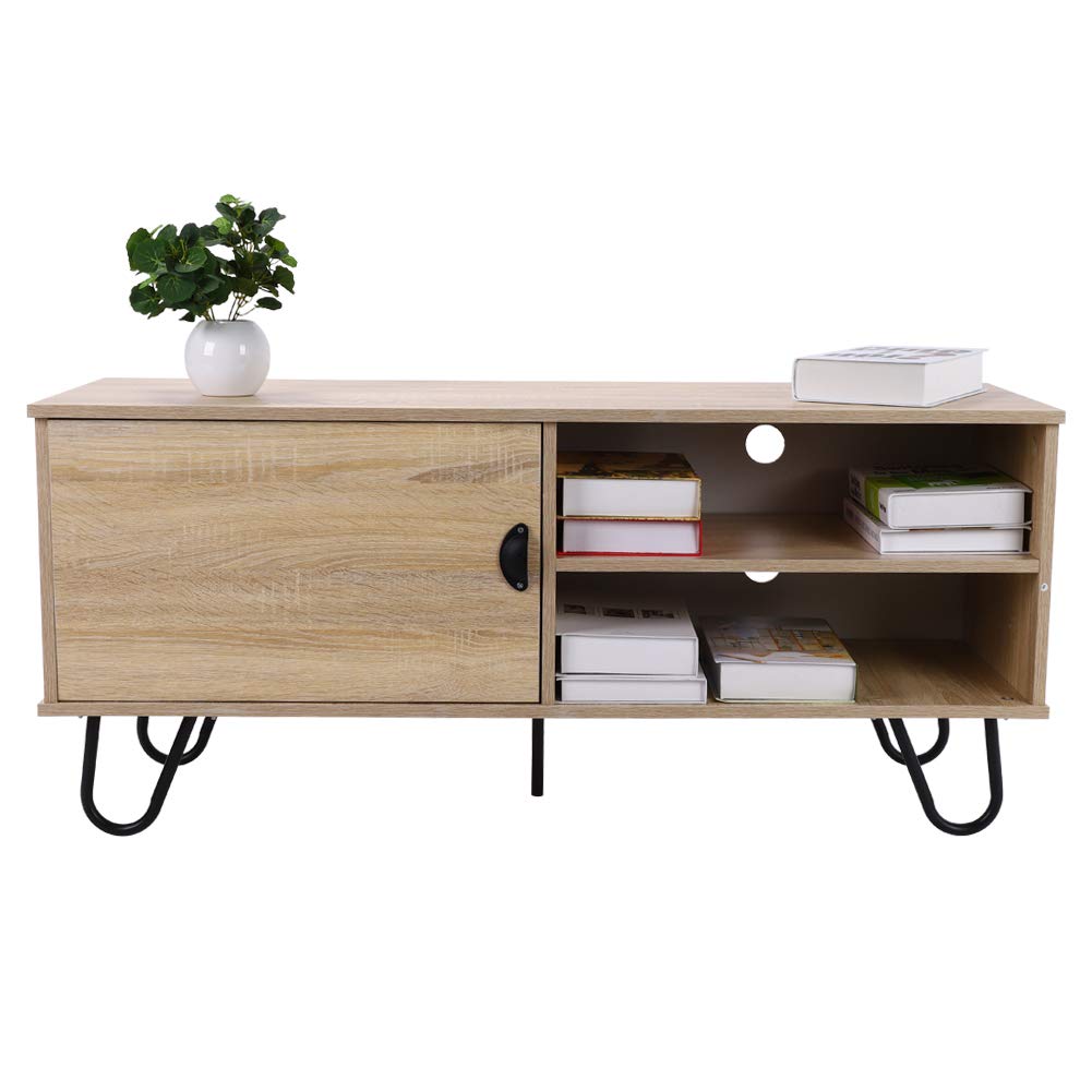 Buy GOTOTOP Modern TV Stand with 2 Storage Shelves and Door for Living