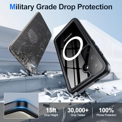 Image of ANTSHARE IP68 Waterproof Case for Samsung Galaxy S24 Plus, Black /Clear | Compatible with MagSafe, Built-in Screen /Lens Protector - Shockproof & Dropproof, Full Body Protection for Swimming /Outdoor
