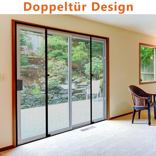 WochiTV Fliegengitter Tür Magnet 180 x 222cm Doppeltür Fliegengitter Tür Mit Magnetverschluss Ohne Bohren Magnetvorhang für Balkontür, Kellertür und Terrassentür Kinderleichte Klebemontage