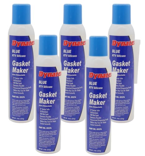 Image of Dynatex Blue RTV Silicone Gasket Maker 8 oz Automatic Can - Oxygen Sensor Safe, OEM Specs, Gear Oil Resistant, Oil /Water Resistant, Made in the USA (5-Pack)