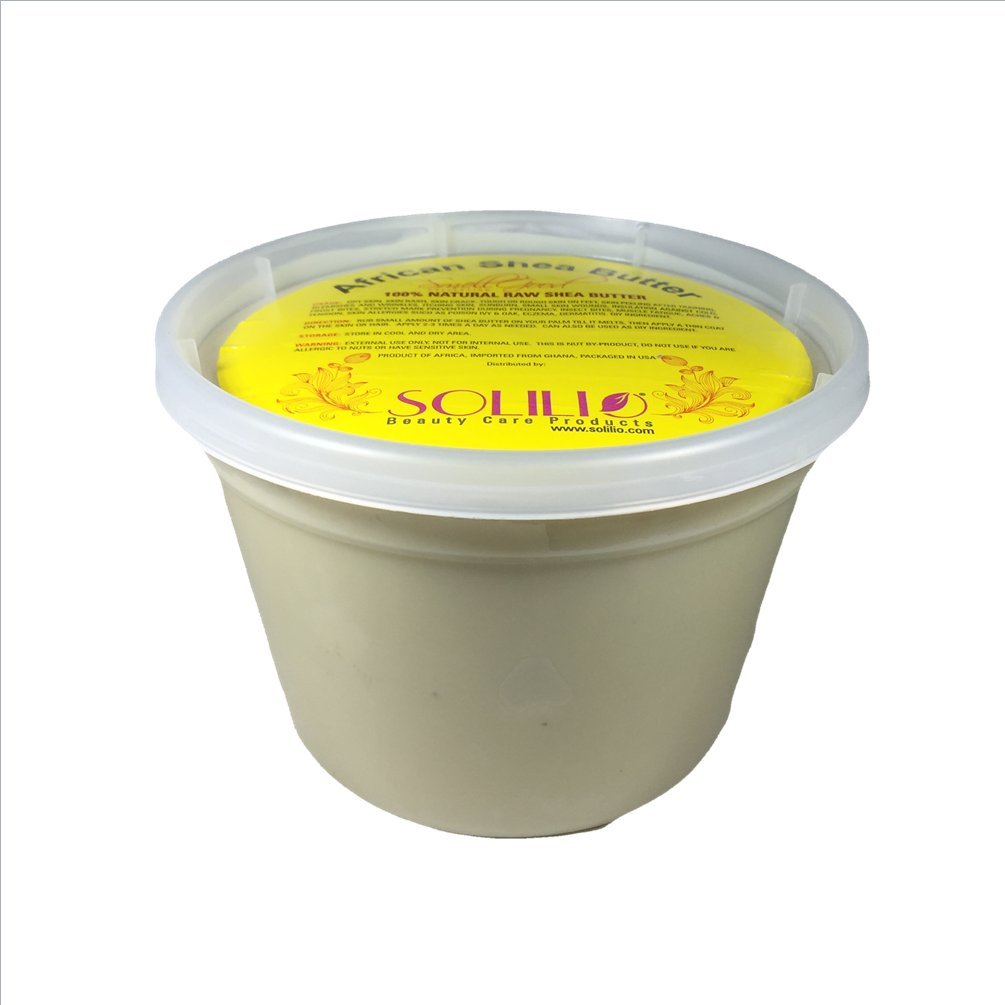 SmellGood - Pure Unrefined African Shea Butter, natural and handmade, ivory color, packed in 16 oz food grade resealable container, 4 Units included