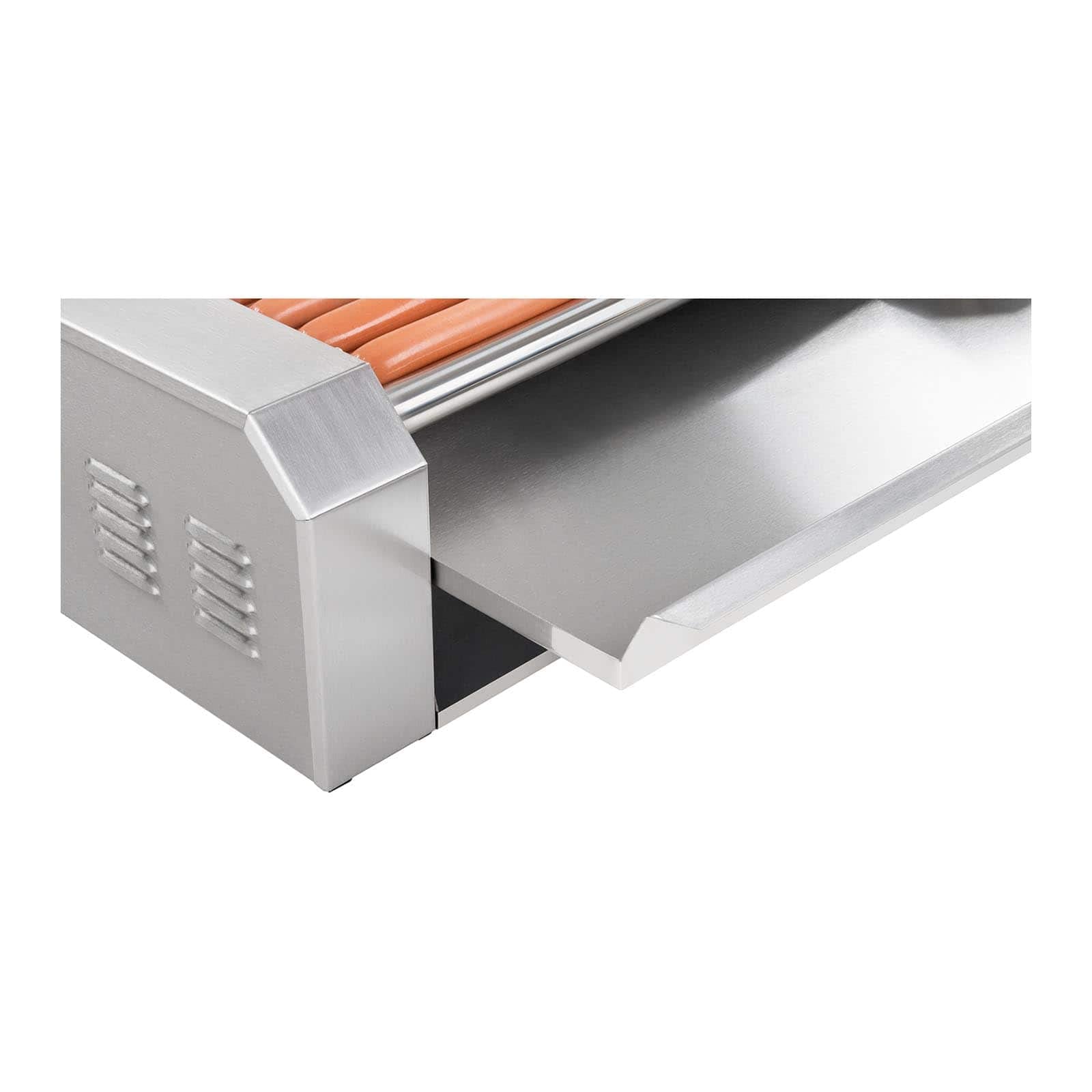 Royal Catering Hot Dog Grill Hot Dog Macchina Hot Dog Maker (5 rotoli, spazio per 8 salsicce, 1.000 W, 2 zone di riscaldamento, acciaio inossidabile) argento