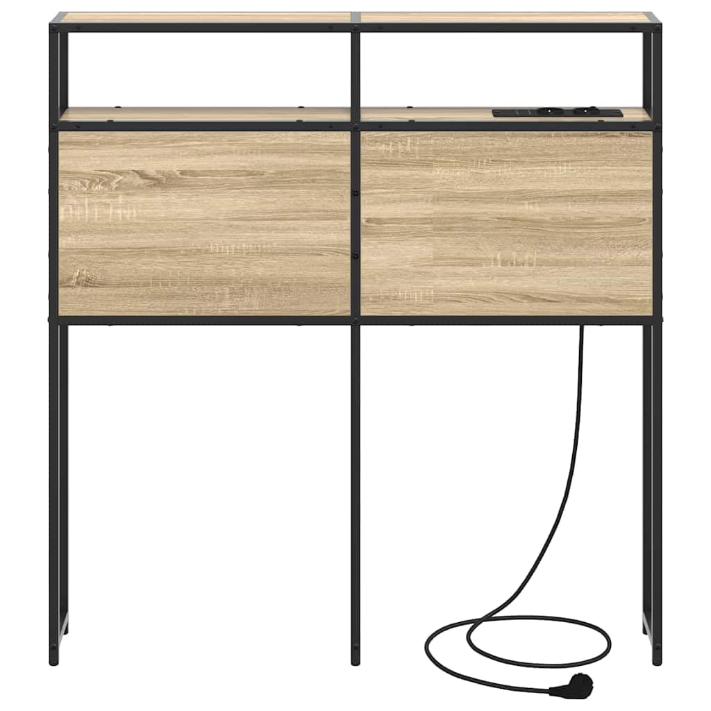 vidaXL Stauraum-Kopfteil mit Speicher Sonoma-Eiche Holzwerkstoff, Moderner Schlafzimmer, rechteckiges Kopfteil mit Stauraum, praktische Regale, stylisches Design, trendgemäßes Möbelstück