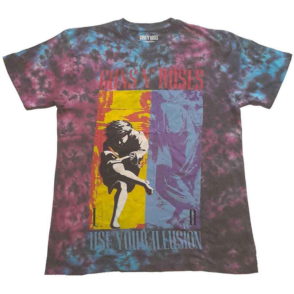 Guns N Roses T Shirt Use Your Illusion Logo Official Unisex Dye Wash Blue S