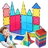HOMOFY Kids Magnet TilesToys 60Pcs Oversize 3D Magnetic Building Blocks Tiles Set,Inspirational Educational Toys for 3 4 5 6 Year Old Boys Gilrs Gifts