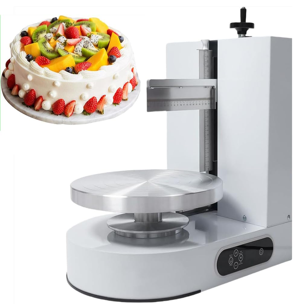 Machine à Glacer Les Gâteaux 4-12 Pouces Machine à Lisser Crème à Faible Bruit Plateau Tournant avec Grattoir Réglable Machine à DéCorer Les GâTeaux d'anniversaire,001