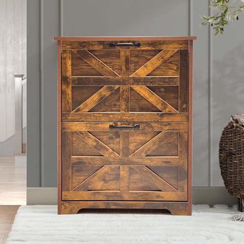 Stabrech Brown Narrow Shoe Storage Cabinet