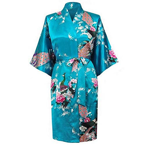 Satén Azul más Pijamas de Gran tamaño para Mujer Ropa de Mujer Bata de baño Vestido de Novia de Dama de Honor