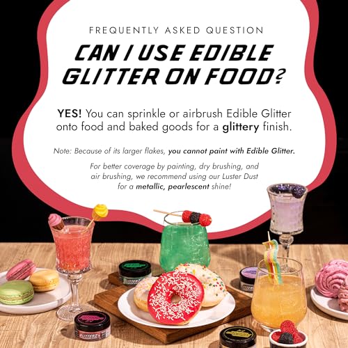 Image of MONEGASQUE Cherry Red Edible Glitter for Drinks & Cakes, Drink Glitter, 10g | Sparkle Powder, for Cocktails, Cookies & Fondant, Cocktail Garnish, Vegan, Gluten-Free, for Pastry Chefs & Home Bakers