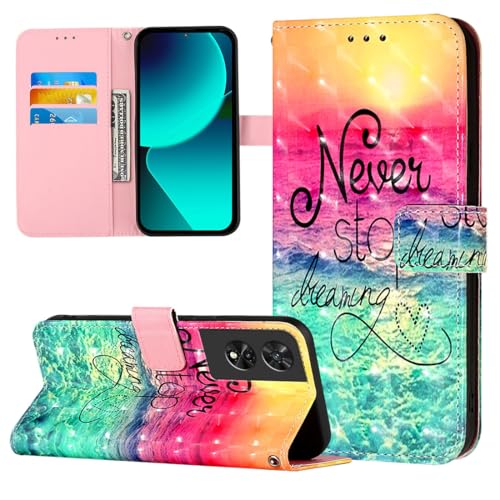 Cover per TCL 505 Custodia Libro pelle PU Portafoglio con Porta Carte Magnetica Protezione Antiurto Cuoio Flip Case per TCL 505 Sognando