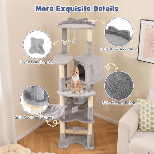Árbol para gatos alto de 69 pulgadas multi-niveles miniatura 5