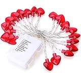 Konsait Valentine’s Day Party Decorations, Valentine Heart Shaped String Light Battery Operated(8.2Ft, 20Llights, 8Modes) for Home Window Holiday Valentines Day Party Favors Supplies