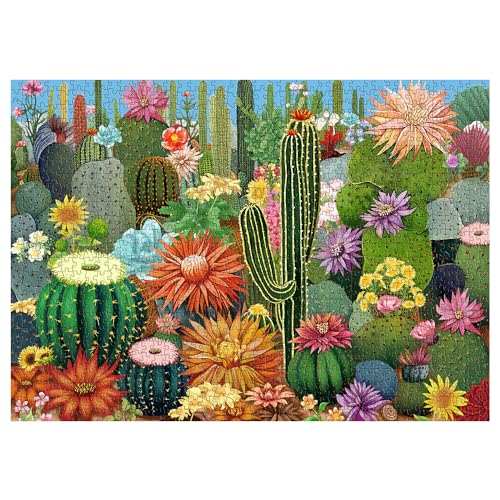 Succulent Puzzles for Adults, Cactus Flower Garden Jigsaw Puzzles 1000 Pieces, Nature Plant Puzzles as Succulent Wall Art Decor