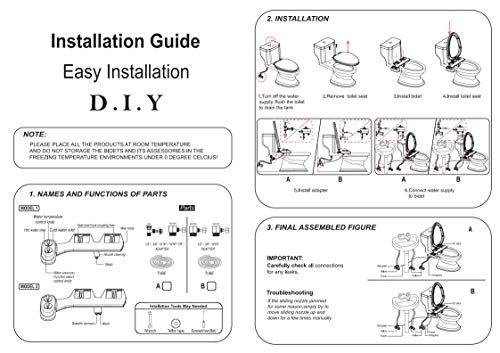 Reboot Non Electric Bidet Toilet Attachment Hot and Cold Self-Wash Manual Fresh Water Spray Bidet Spray with 2 T-Adapter Adjustable Water for Better Hygiene