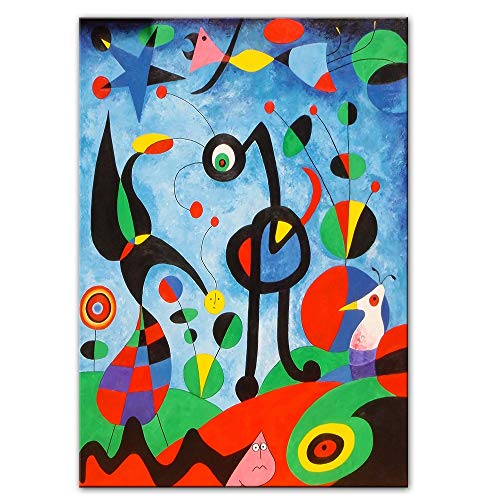 El jardín 1925 de Joan Miro Famoso lienzo abstracto pintura carteles impresiones cuadro de arte de pared, para la decoración de la pared de la sala de estar Sin marco (Size : 60X90cm Unframed)