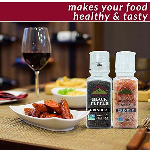 Himalayan Chef Pink Salt And Black Peppercorns, Square Plastic Grinder Set #TOP2