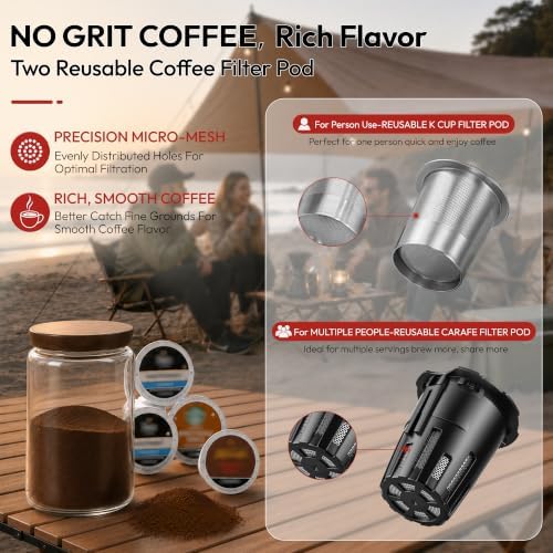 Camping French Press - Portable Coffee Maker for K Cup Pods and Grounds - 4