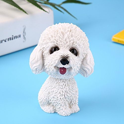 Car Nodding Dog Doll Cute Dog Ornaments,Simulation Shaking Head Dog Decor Bobble-Head Toy Car,Dashboard Decoration Creative Gifts for Car Home Desk Docoration (White)