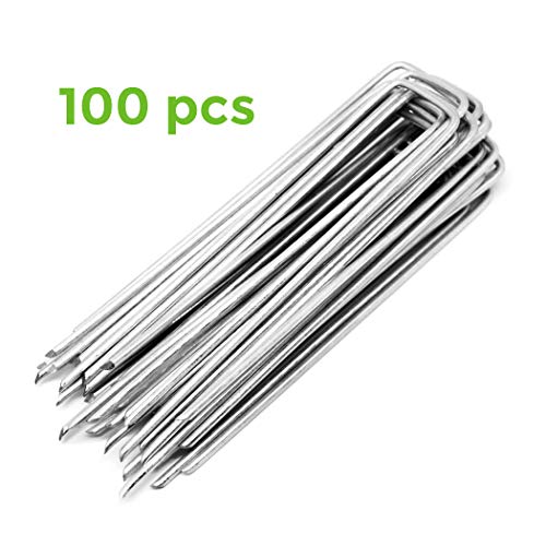 Picchetti Telo Pacciamatura Erba Sintetica Made in Italy ZINCATI Ancoraggio a Terra Giardino Extra qualità Antiruggine Galvanizzati Filo a U Lunghi mm 150 Larghi 25 Diametro 3 Pezzi 100