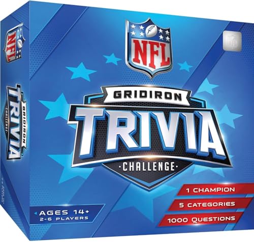 Masterpieces NFL Gridiron Trivia Challenge – Officially Licensed Football Board Game for Families and Fans – Fun, Competitive Sports Trivia Game with 1,000 Questions for Adults, Kids & Game Night