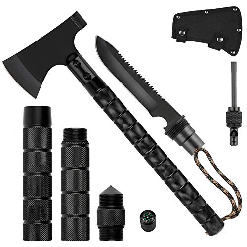 SOLASIDUO Camping Axe Multitool,Portable Lightweight,Camp Ax with Sheath, Tactical Tomahawk Hammer for Hunting, Hiking, Emergency Outdoor