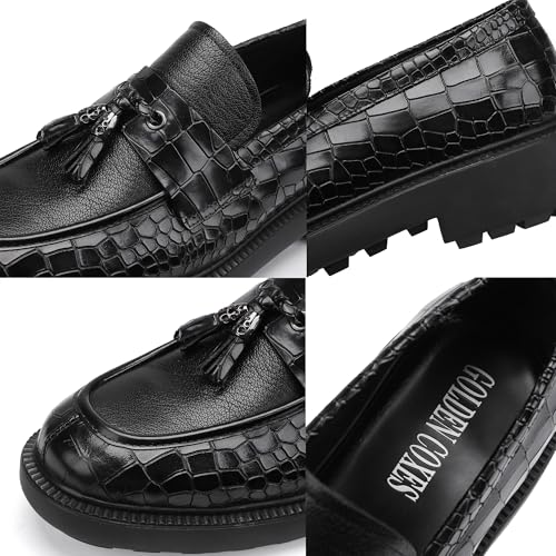 Men's Luxury Tassel Leather Dress Shoes, Classic Casual Tassel Business Penny Loafer Party Shoes Wedding Loafers for Mens3