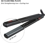 MHU Professional 1 Inch Keratin Ion Flat Iron Tourmaline Ceramic Hair Straightener Instant Heat Up Auto Shut-Off Adjustable Temperature with LED Display Black (285°F-450°F)