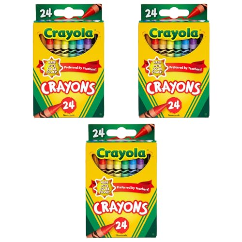 Diamond Rock Supply 3 Pack Crayon Bundle Including 3 Packs of Crayola 24 count Crayons and Customer Holographic Sticker - School