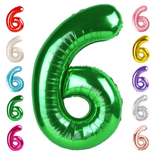Image of 6 Balloon Numbers Birthday Decorations, 40In Green Balloons for Men Women | Eye-catching Appearance, Perfect Decorative Centerpieces, Convenient Self-sealing Structure, Widely for Various Occasions