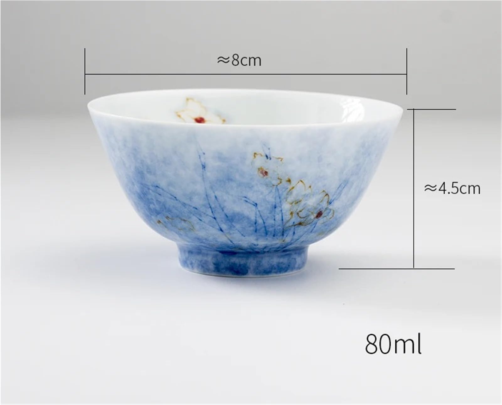 Juego de té cerámica Kung Fu, tazón porcelana azul antigua, taza, oficina, 80 ml