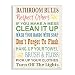 Stupell Home Décor Bathroom Rules Typography Rubber Ducky Bathroom Wall Plaque, 10 x 0.5 x 15, Proudly Made in USA