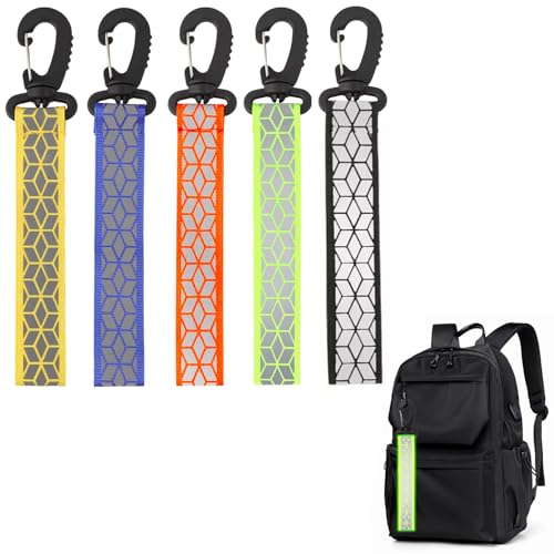 Reflective Straps 5Pcs Safety Keychains Reflective Backpack Tags Night Reflector
