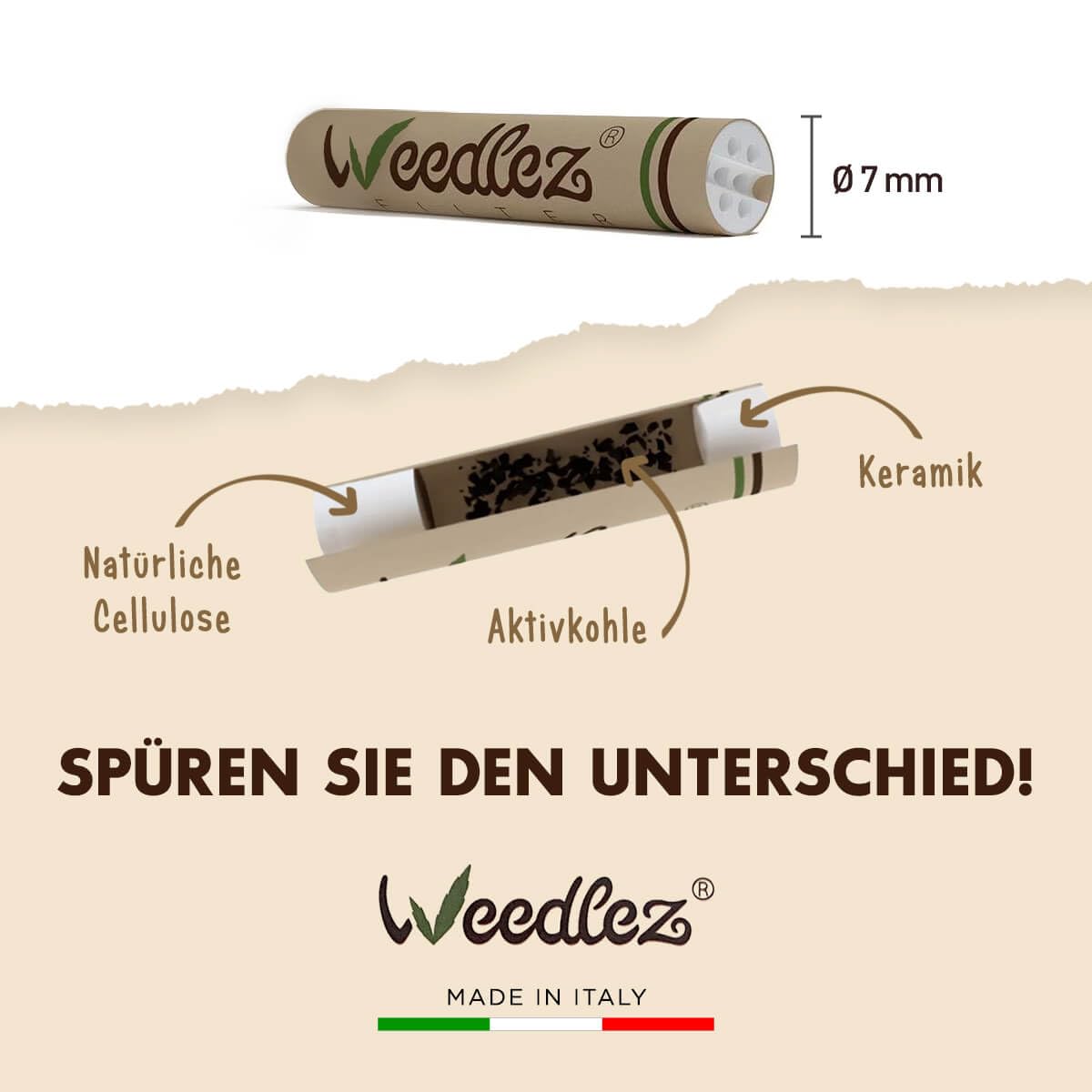 Mister Canapa, Aktivkohlefilter und natürliche Zellulose, 250 Stück, Durchmesser 7 mm