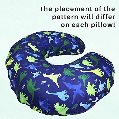Image of Dinosaur Nursing Pillow Cover, Breastfeeding Pillow Slipcover for Baby Boys & Girls, Nursing Pillow Case for Newborn, Soft Fabric Fits Snug On Infant, Washable & Breathable, Watercolor Dinosaur Blue