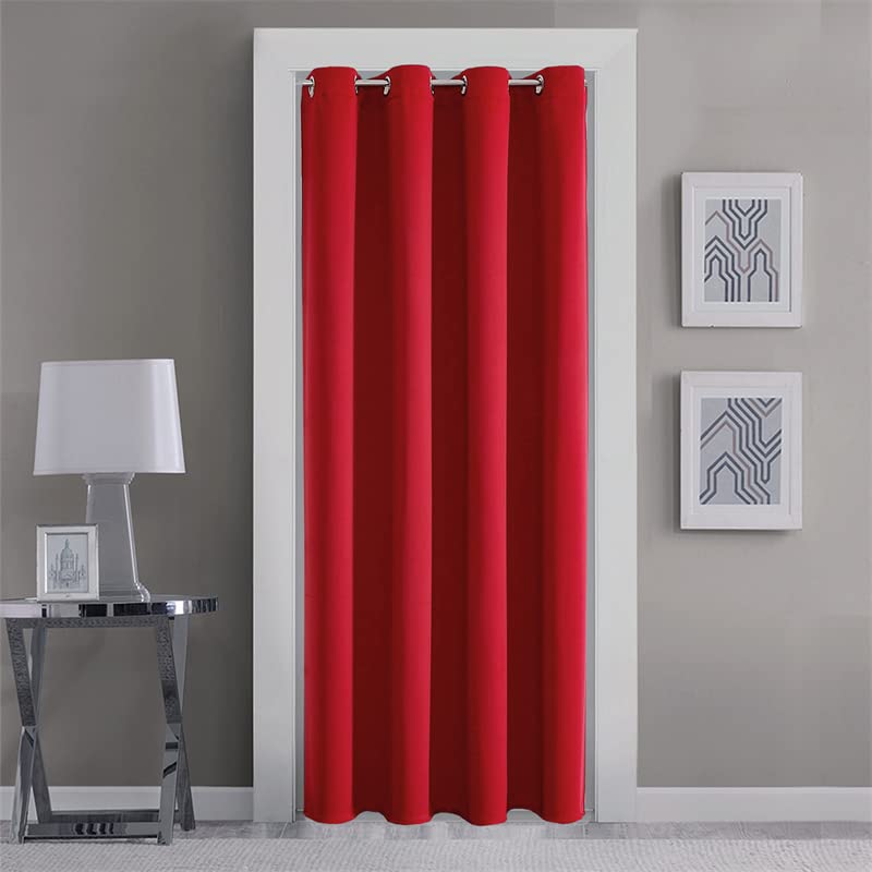 GYROHOME Cortinas Opacas con Ojales, Suaves y duraderas, Cortinas Opacas para oscurecer la habitación, 1 Panel, para Sala de Estar y Dormitorio, Rojo, 117 x 183 cm