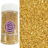 Sentovac Gold Sanding Sugar for Baking Edible Sparkling Sugar Sprinkles Coarse Sugar Crystals for Baking Topping Cake Cookie Cupcake Topper Ice Cream Decoration Supplies 3.2 OZ